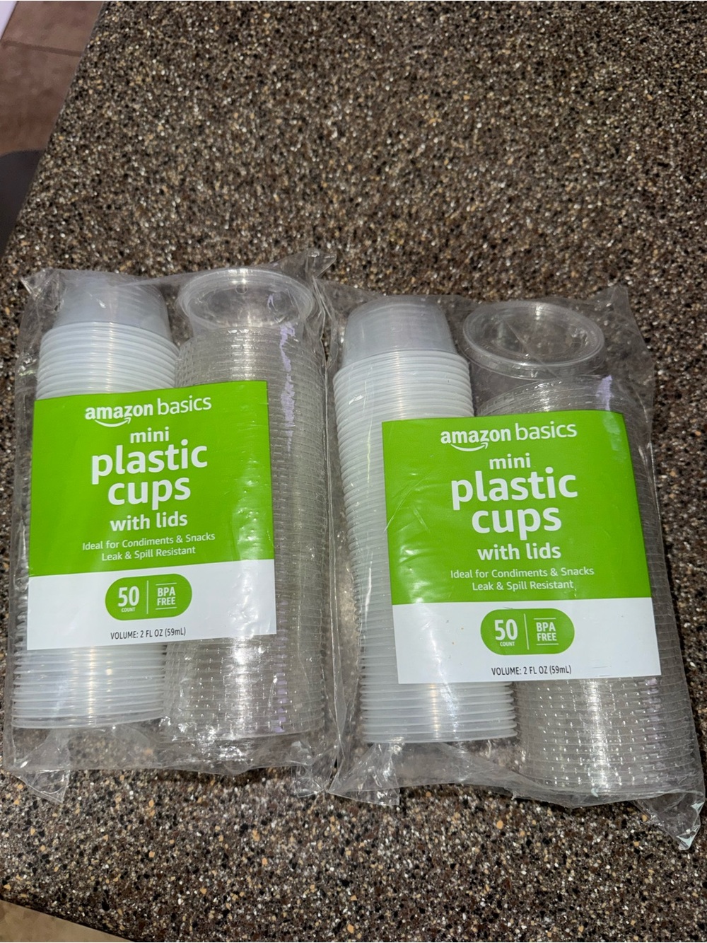 2 Pack Disposable Plastic To-Go Cups And Lids, Mini, 2oz, 50 Count Per Pack, bpa